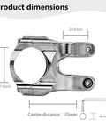 Beefy Aluminum MTB Bike Stem 30 Degree Rise, 50mm Center Distance, 28.6mm Steerer, 31.8mm Handlebar Clamp, CNC Machined 6061 T6 dimensions