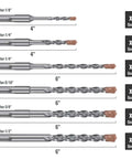 10-pack SDS Plus rotary hammer drill bits, carbide tipped, 1/8–1/2 in diameters, 4–6 in lengths, Amazon brand