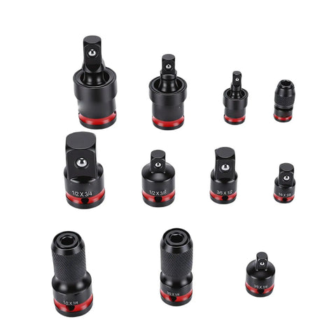 Top Tier Ft Vogue 11 Piece Impact Socket Adapter Set Made From Tough Cr V Steel With Secure Spring Loaded Ball Detents, 1/2 to 1/4