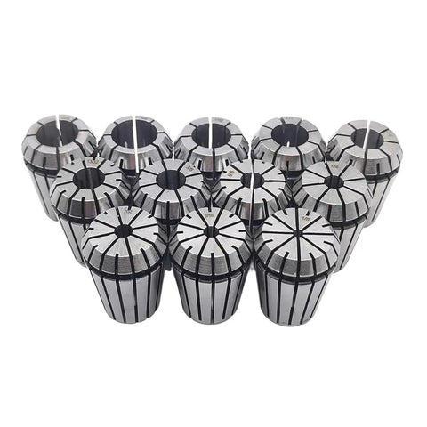12 Piece ER25 Collet Chuck Set For CNC Engraving And Milling Lathe Tools, silver toned collets arranged in a triangular formation