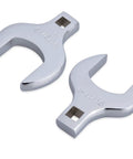 Two wrenches from the 14 Piece Jumbo Crowfoot Wrench Set For 1/2 Inch Drive Chrome Vanadium Steel With Storage Tray SAE Sizes From 1-1/16 To 2 Inches Rust Resistant Mirror Finish