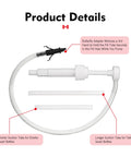 8cc Per Stroke Transmission Fluid Pump Kit With Three Eighths Inch Swivel And 8mm 10mm Adapters For Gear Oil And Brake Fluid Transfers Easy Push Pump For Car Fluid Changes White, showcasing suction tubes and adapter
