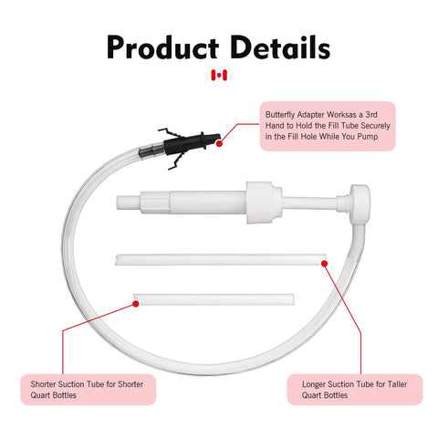 8cc Per Stroke Transmission Fluid Pump Kit With Three Eighths Inch Swivel And 8mm 10mm Adapters For Gear Oil And Brake Fluid Transfers Easy Push Pump For Car Fluid Changes White, showcasing suction tubes and adapter
