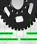 Close-up of a black 40-tooth sprocket for 35-chain, highlighting features for mini bikes and go-karts, 12-hole mounting