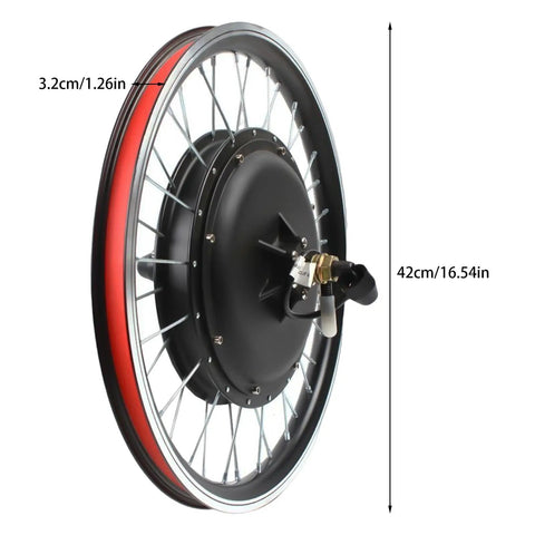 Powerful 48V 1000W Rear Wheel Electric Bike Conversion Kit for 20 Inch Mountain Bikes with dimensions shown