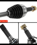 Front CV Axle Shaft Assembly Pair For Nissan Rogue AWD 2008-2013 And Rogue Select AWD 2014-2015, close-up of axle details