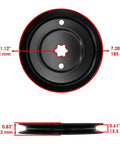 Heavy Duty Universal Transmission Pulley That Totally Replaces Drive Pully For Lawn Tractors And Mowers Fits Models Like 756-04002 Plus 956-04002, showing front and side views with measurements.
