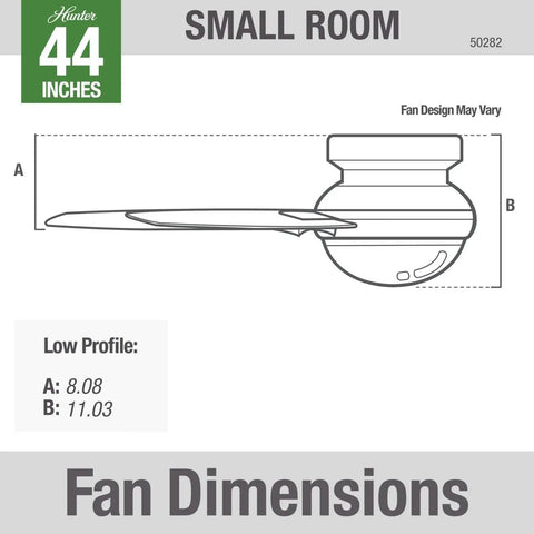 44 Inch Indoor Ceiling Fan With LED Light And Remote Control Low Profile Flush Mount Four Blade Modern Ceiling Fan dimensions