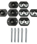 Heavy Duty Black Pin Style Sofa Connectors Four Sets Sectional Furniture Hardware Badass Grip with metal and plastic parts.
