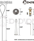 Built Tight Smooth Pull Adjustable Gate Latch Cord With Spring, Heavy Duty Stainless Steel Safety Cable Opener parts dimensions