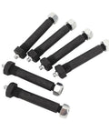 Greaseable Spring Shackle Bolts Set Heavy Duty 9 16 By 3 Inch M11x1.25 With Knurled Shoulder Lock Nuts 6 Pcs For Trailer Axles 2000 To 7000 And Suspension Repair, six black bolts