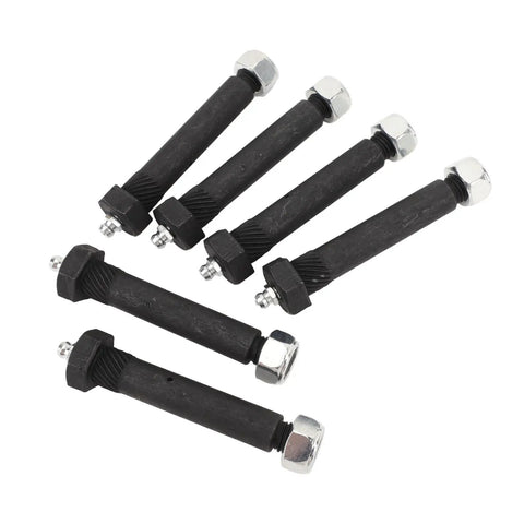 Greaseable Spring Shackle Bolts Set Heavy Duty 9 16 By 3 Inch M11x1.25 With Knurled Shoulder Lock Nuts 6 Pcs For Trailer Axles 2000 To 7000 And Suspension Repair, six black bolts