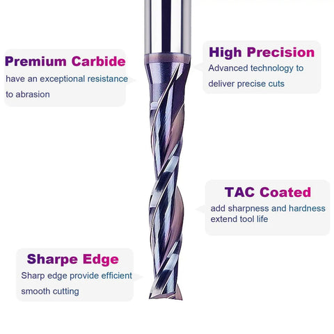 Built Tough Spiral Upcut Router Bit 3/16 Inch Cutting Diameter With 1/4 Shank and Heavy Duty Coating showing premium carbide construction.