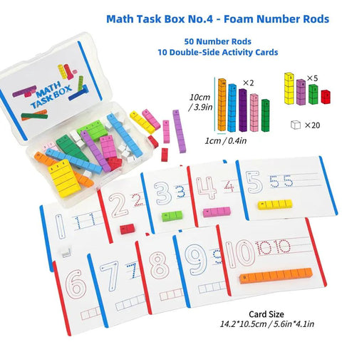 Set Of Five Math Manipulatives Kit With Base Ten Blocks Number Rods Numbers 0 To 9 Ten Frame Counters Place Value Blocks 3D Shapes