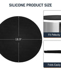 18.9 Inch Silicone Pizza Mat For Pi Prime Outdoor Oven, round mat with dimensions, foldable, durable, shown with details
