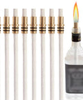 Eight Pack Wine Bottle Torch Kit With Long Life Fiberglass Wicks And Brass Mounts For Epic Outdoor Garden Lighting, 13.7 Inch Wicks, Bottle Not Included, 8 Pieces