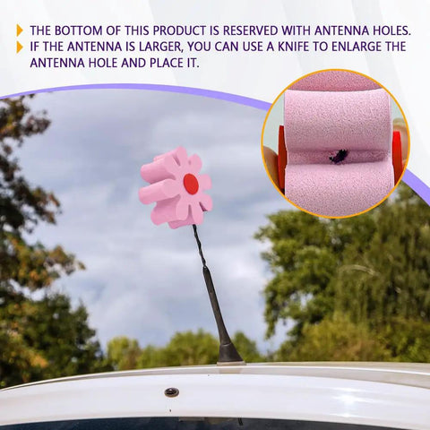 Pink Daisy Car Antenna Topper Totally Cute Aerial Ball Roof Ornament For Women And Men EVA Foam Durable Weatherproof Vehicle Decor