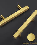 30 Pack Brushed Brass Cabinet Handles 3 Inch Modern Square Drawer Pulls with gold finish on dark background