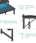 Details of 40 Inch Black Gaming Desk With LED Lights And Built In Power Outlets USB Ports Monitor Stand And Charging Station