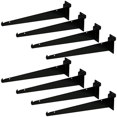 Heavy Duty 12 Inch Wall Shelf Brackets Set Of 8 Steel Shelf Holders For High Load Slat Wall Storage And Display Rustproof Black Finish Durable Shelving Brackets For Home Garage Shop