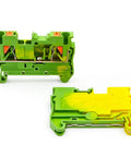 10 Pack Grounding Terminal Block 2.5mm2 DIN Rail With Compact Spring Clamp For Easy Install Rock Solid Wiring And Safe Grounding Across Projects For Control Panels And Industrial Setups, showing front and side view