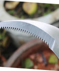 Close-up of Two Pack Stainless Digger Sickle Long Handle Garden Tool For Weeding Harvesting Grass Cutting And Mulching blade