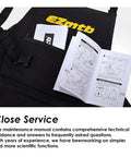 All-In-One Hydraulic Disc Brake Bleed Kit manual with maintenance guidance on black apron.