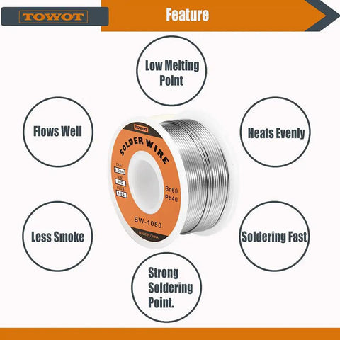 Tin Lead Rosin Core Solder Wire For Electronics Soldering Sn60 Pb40 With Rosin Flux One Point Eight Percent Flux Content 1.0mm