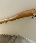 Natural Solid Wood Stair Handrail 8Ft Non Slip Grip Railing For Elderly Safety Support Indoor Outdoor Wall Mount with metal brackets.