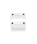 Front view of SCS16UU linear motion ball bearing block, aluminum, 16mm bore, four mounting holes.