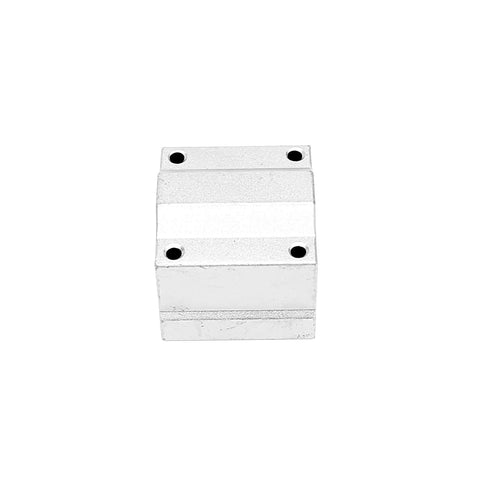 Front view of SCS16UU linear motion ball bearing block, aluminum, 16mm bore, four mounting holes.