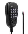 Rugged Handheld Microphone Speaker MH-48A6J with PTT Button for Yaesu FT series, ergonomic grip, black keypad visible