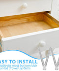 Open wooden drawer with 2 Pack 16 Inch Silent Bottom Mount Drawer Glides With Roller Detachable Drawer Slides for easy installation