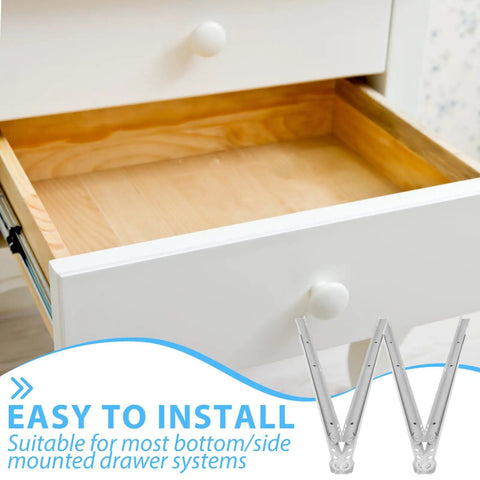 Open wooden drawer with 2 Pack 16 Inch Silent Bottom Mount Drawer Glides With Roller Detachable Drawer Slides for easy installation