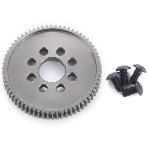 40CR Steel Spur Gear 48P 66T CNC Machined for One Tenth Scale RC Cars with mounting screws