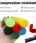 Colorful compression-resistant rods held in hand, showcasing shock absorbing PU rod for DIY projects and industrial machinery green 65x500mm.