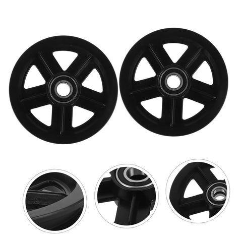 A Pair Of Heavy Duty Replacement Pulley Wheels For Sliding Barn Doors And Metal Gates Built For Roll Like Butter Performance With Sealed Bearings And Zero Hassle Everyday Reliability - close-up view.