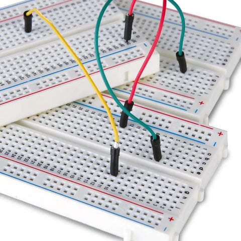 400 Tie Point Breadboard With Dual Power Rails For Jumper Wires Three Pack White PP Plastic Body With Black Legend And Color Distribution Strips Self Adhesive Backing For Easy Mount On Prototyping Shields And DIY Electronics Projects, wired