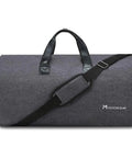 Black convertible garment duffel bag with shoulder strap, ideal for travel and business trips, featuring a spacious and durable design.