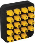 LanMap Kit VDV526055 RJ45 Mapping System For Up To 19 Locations, Fast Multi Location ID, grid of numbered yellow RJ45 connectors