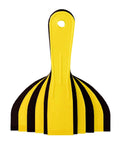 Six Piece Plastic Putty Knife Set with black and yellow handles, durable plastic tools for quick repairs and DIY projects, front view