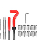 Beefy M14x1.25 Thread Repair Kit 15 Piece Stainless Steel Workhorse with drill, tap, wrench, 10 threaded inserts visible.