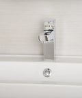 Single Handle Modern Bathroom Faucet In Polished Chrome With Brass Body And Zinc Alloy Handle, No-Fuss 1 Hole Mount in bathroom sink