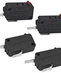 Top Shelf Micro Switch Four Pack With No Plus Nc Config Delivers Kicker Twenty Amp Rating At Two Hundred Fifty Vac Featuring Solid Zinc Body and IP Sixty Seven Weather Seal Ideal For Heavy Duty Industrial And Automotive Mods As Direct Honeywell, spst relays, compact size