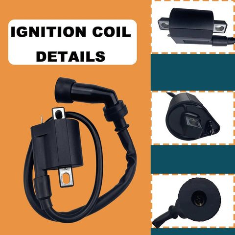 All In One Ignition Coil CDI Box Kit With Starter Solenoid Relay Rectifier Fuel Filter And Spark Plug For Arctic Cat 250 And 300 2x4 4x4 ATV 1998 Through 2005 Replacement, ignition coil details.