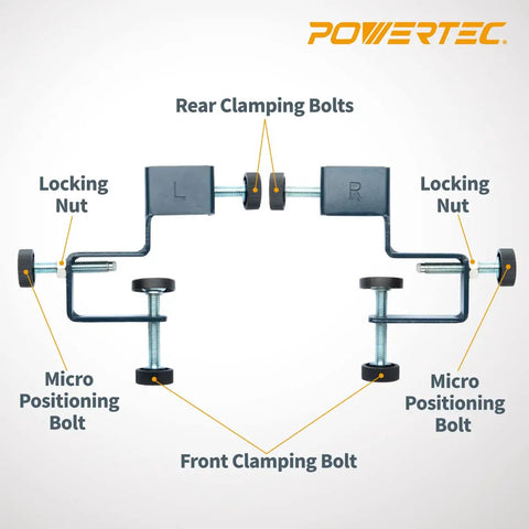 Drawer Front Installation Clamps Adjustable Cabinet Face Clamp Set diagram showing bolts and locking nut positions