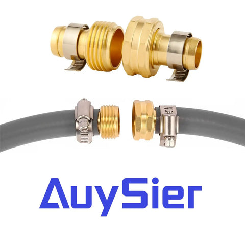 3 Set Brass Garden Hose Repair Kit With Clamps For 5/8 Inch Hose Fittings, 5/8 Barb To 3/4 GHT Adapters, Hose Connector Fittings