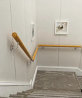 Solid Wood Stair Handrail Thirteen Foot Non Slip Wall Mounted Grab Bar Built Tough For Home Stairs And Deck With Secure Grip Texture And Rock Solid Support For Safe Steps Every Day in a stairway.