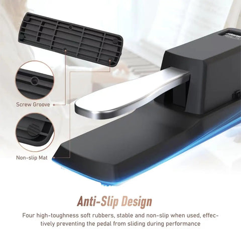Universal Sustain Pedal For Digital Piano And Keyboard, Chrome Plated Metal Foot Damper with anti-slip design details