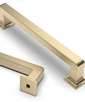 10 Pack 5 Inch Brushed Brass Cabinet Handles Set Gold Kitchen Cabinet Pulls for Cupboards and Drawers Durable Hardware
